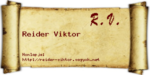 Reider Viktor névjegykártya
